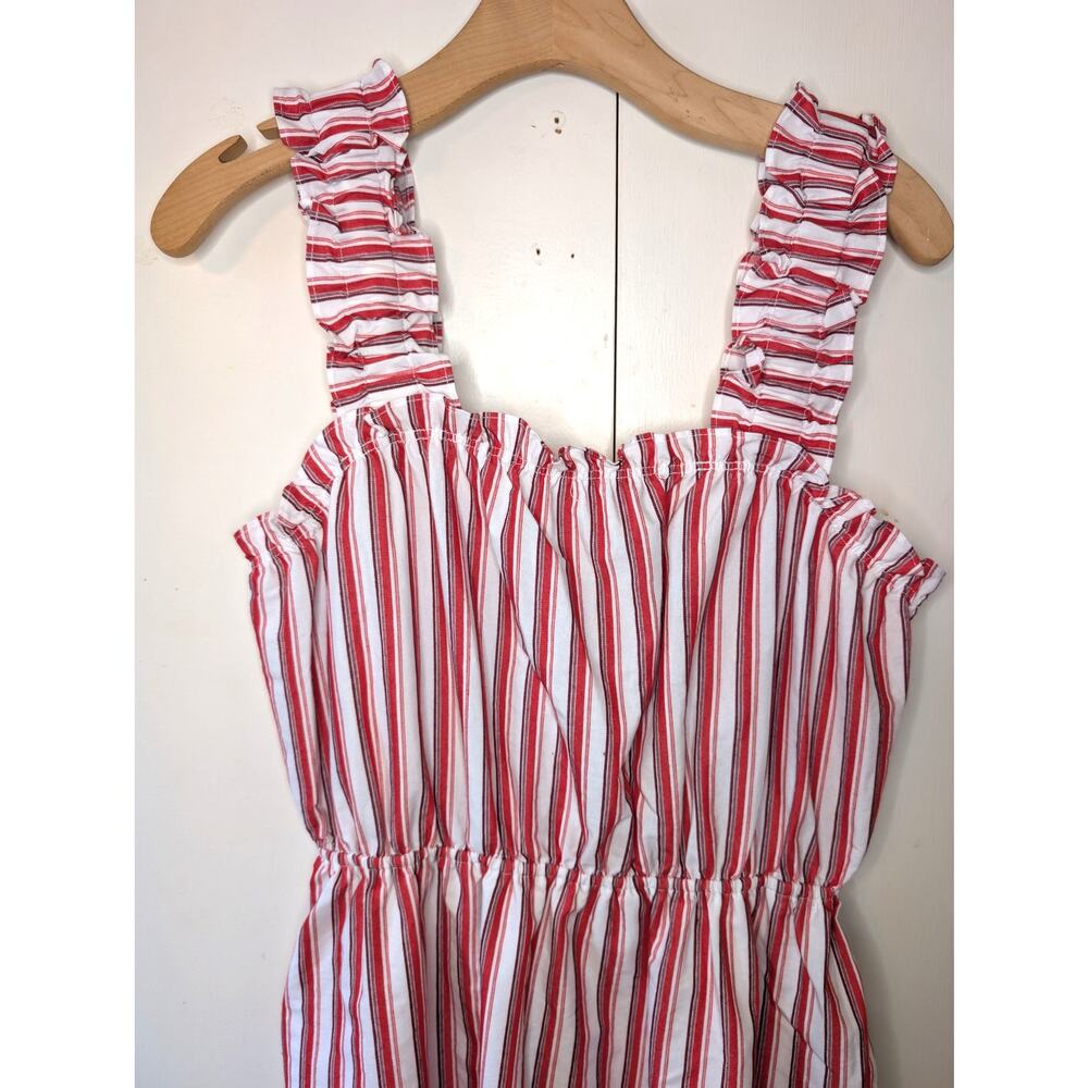Doe & Rae Red & White Striped Ruffled Dress - Picture 7 of 9
